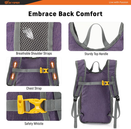 SKYSPER 15L/20L Foldable Hiking Backpack Lightweight Packable Travel Daypack with Chest Strap Small Folding Pack for Walking