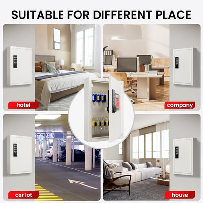 40 Keys Electronic Key Lock Box for Keys with Code, Private/Public/Password Hiding Mode Key Cabinet Wall Mount for Garage/Property Management Key Storage