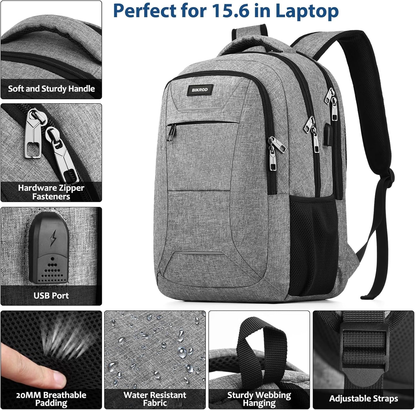 Backpack for Men and Women, Backpacks for School Teens, Travel Laptop Backpack with USB Charging Port Fits 15.6 Inch Laptop, Water Resistant College Bookbag