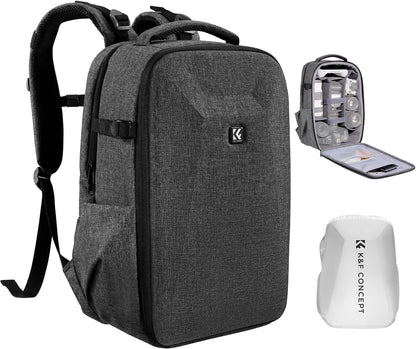 K&F Concept Camera Backpack,Hardshell Photography DSLR Camera Bag with 15-15.6 Inch Laptop Compartment Waterproof Hard Shell Camera Case Compatible with Canon/Nikon/Sony/DJI Mavic Drone