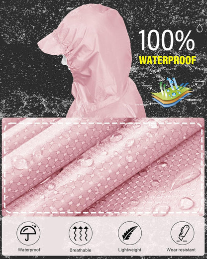iCreek Hooded Rain Poncho with Pocket Waterproof Lightweight Unisex Raincoat Jacket for Hiking, Camping, Outdoor