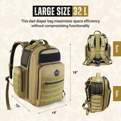 HighSpeedDaddy - Baby Diaper Backpack, Military-Grade, Waterproof, Compact Baby Travel Bag with Diaper Changing Mat