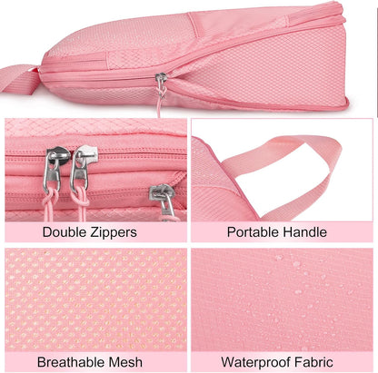 8 Set Compression Packing Cubes Travel, Lightweight Expandable Travel Cubes Suitcase Organizer for Carry On Luggage Suitcase, Pink