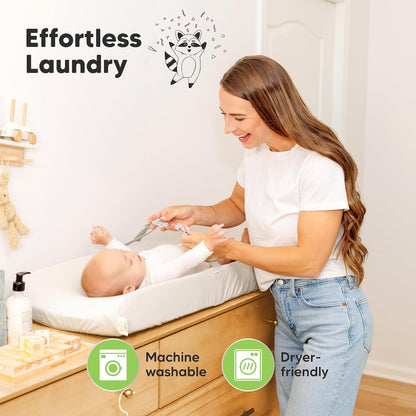 2-Pack Baby Changing Pad Covers for Girl, Boy, Neutral - Soft Viscose Derived from Bamboo Changing Table Pad Cover Sheets,Baby Nursery Diaper Changing Pad Cover,Contour Changing Pad Liner (Soft White)