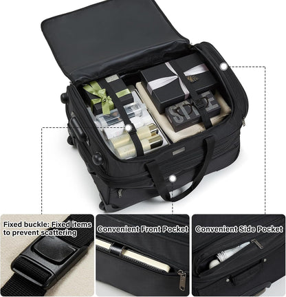 Hanke Large Expandable checked Luggage Suitcases with Wheels Foldable Duffle Bag for Travel suitcase for Women Men Garment Bag（Black）