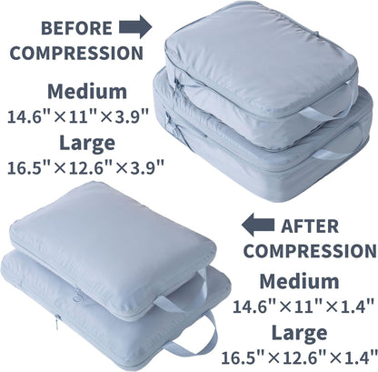 tianzong Compression Packing Cubes for Suitcases, Luggage Organizer Bags Set for Travel (Beige, 2 Pack Large)