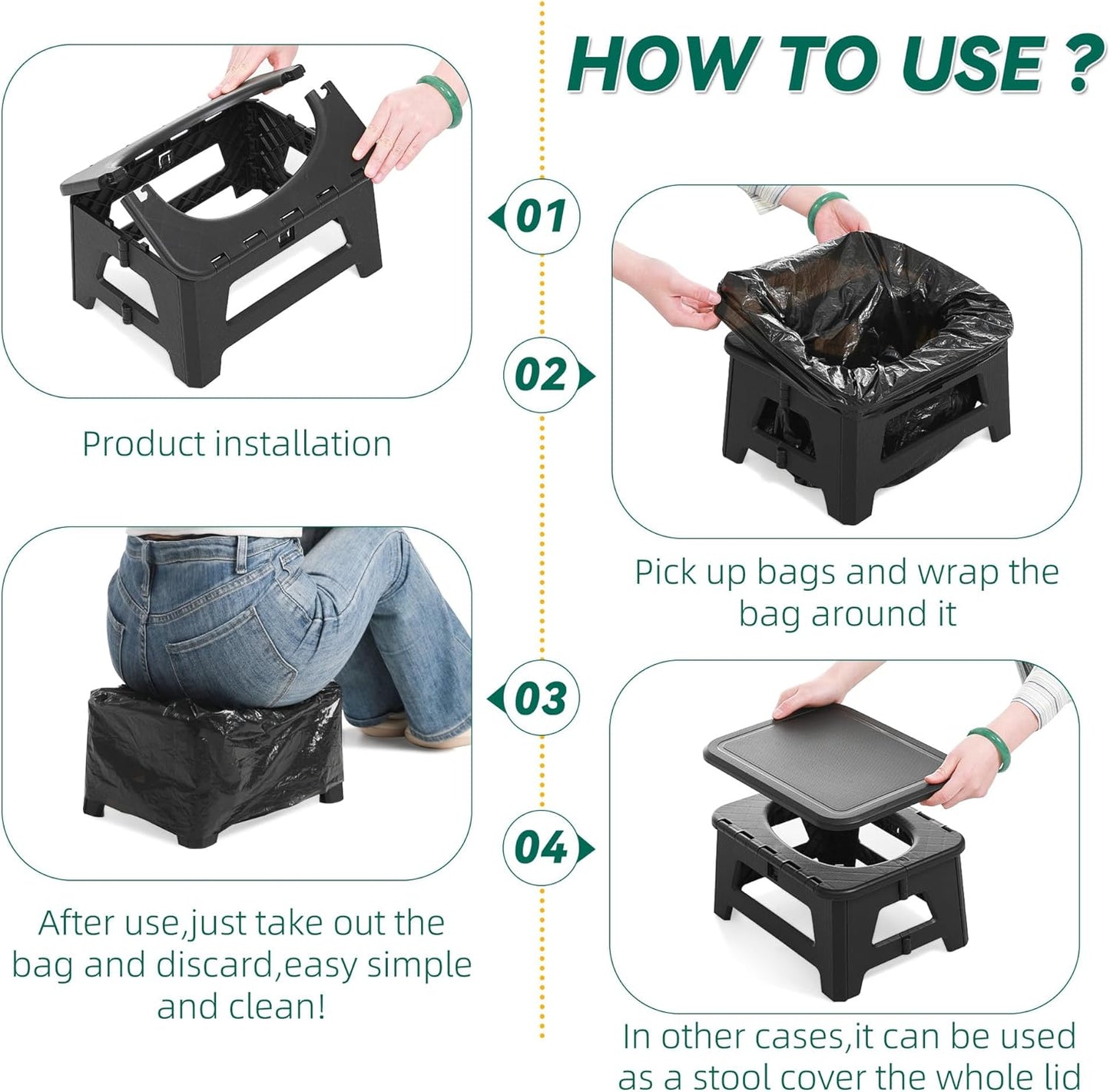 In-car Portable Toilet Collapsible Potty, Emergency Toilet, Temporary Potty For Outdoor Camping, Road Trips, Traffic Jams, Boating And Fishing