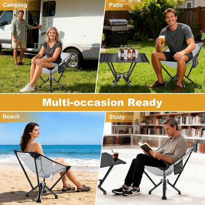 Folding Camping Chairs - 600 LBS Capacity Heavy Duty Camping Chair, Compact Folding Chair with Quick Setup & Carry Bag - Portable Camp Chair for Travel, Sports, Lawn, Beach - Silver