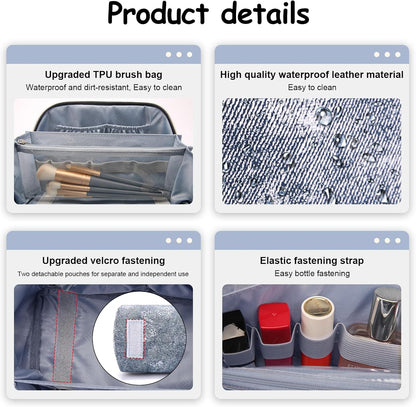 Travel Makeup Bag Cosmetic Bags for Women: 3 Sets Large Capacity Make up Bag - Portable Toiletry Bags with Handle for Women(05-Dark Blue)