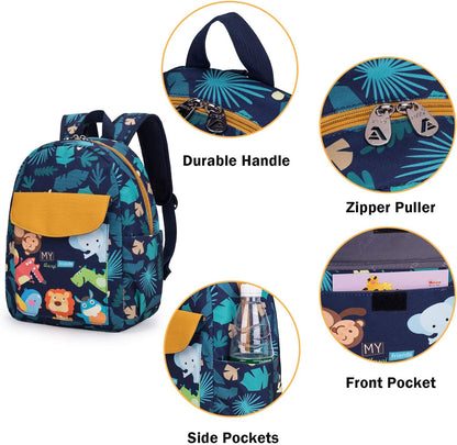 willikiva Cute Zoo Little 2d Backpack Kid Backpacks for Girls and Boys Toddler Backpack Waterproof Preschool Safety Harness Leash(Zoo)
