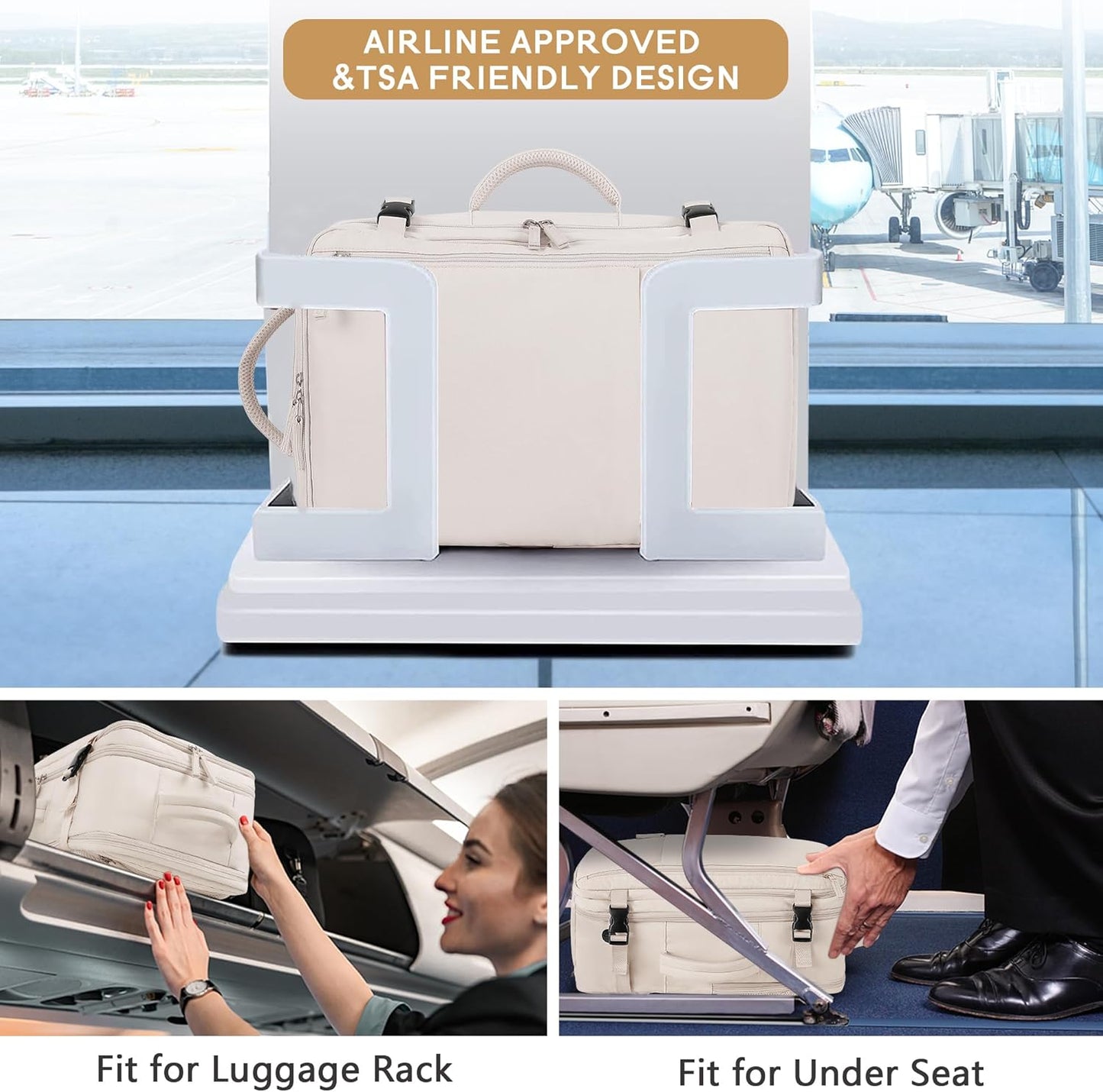 Beraliy Travel Backpack Airline Approved, Carry on Backpack, 16 Laptop Backpack, Waterproof Weekender Bag, Casual Daypack, Hiking Backpack, Beige