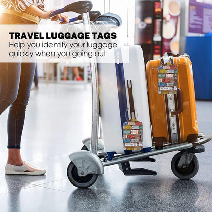2 Pack Luggage Tags for Suitcases Women Men Kids, License Plates Bag Tags for Leather Luggage with Waterproof Suitcase Tags Privacy Cover Name ID Label Steel Loop for Travel Bag Suitcase
