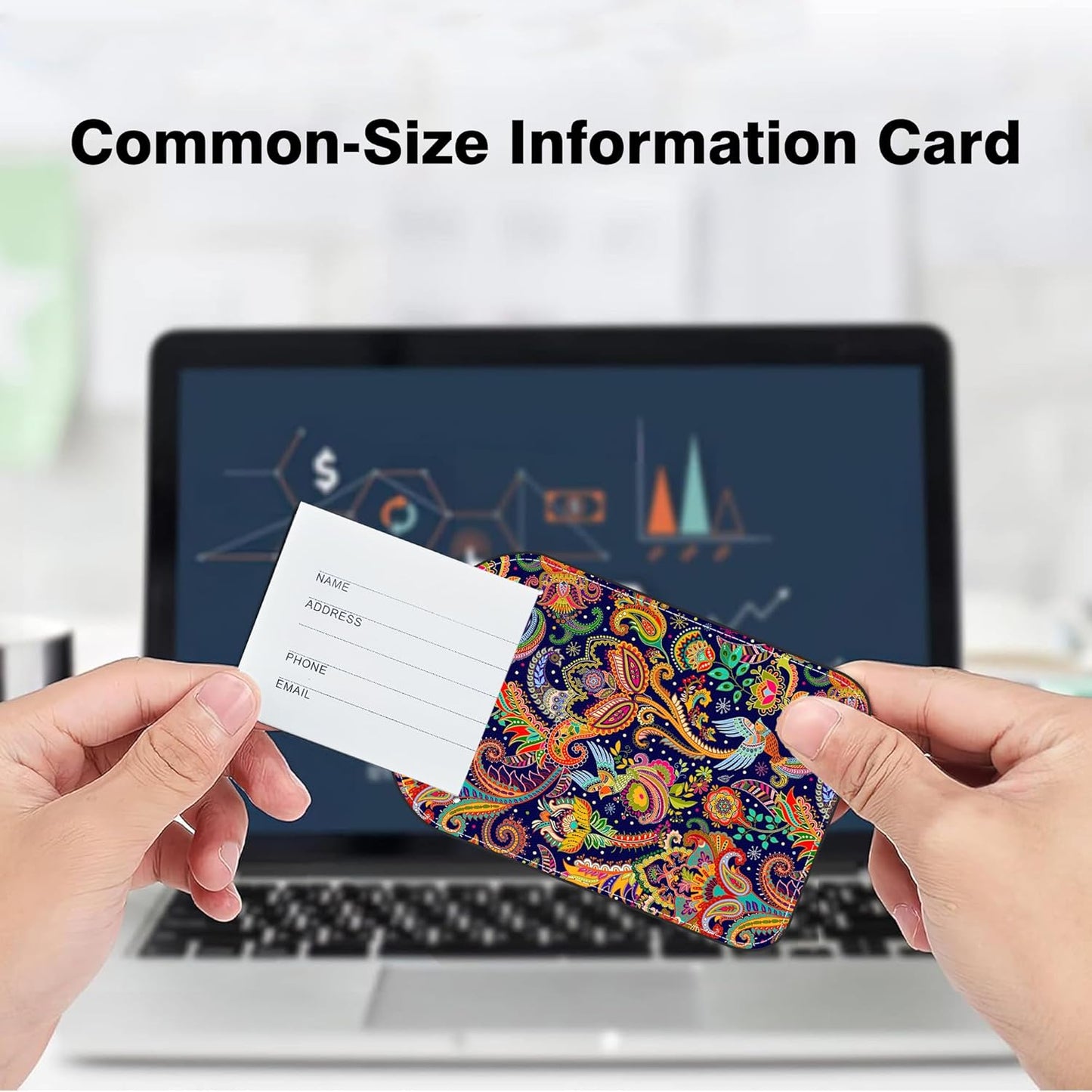 2 PCS Leather Luggage Tags for Suitcase Boho Colorful Paisley Travel Luggage Tag with Privacy Flap Name ID Label and Metal Loop for Travel Bag Suitcase