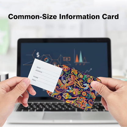 2 PCS Leather Luggage Tags for Suitcase Boho Colorful Paisley Travel Luggage Tag with Privacy Flap Name ID Label and Metal Loop for Travel Bag Suitcase