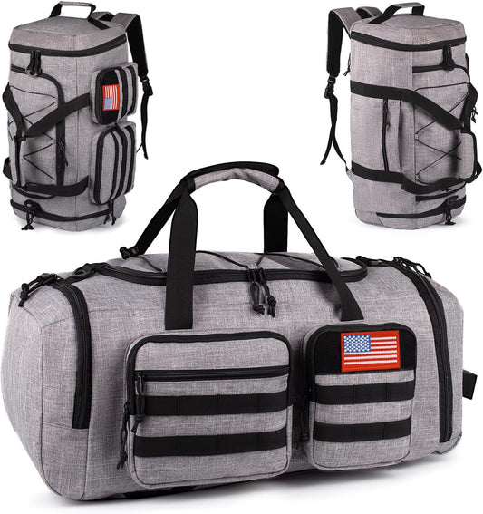 Tactical Gym Bag for Men，50L Large 3 in 1 Sports Duffle Bag with Shoes Compartment for Travel,Water Resistant Travel Backpack Weekender Overnight Bag with Wet Pocket for Women