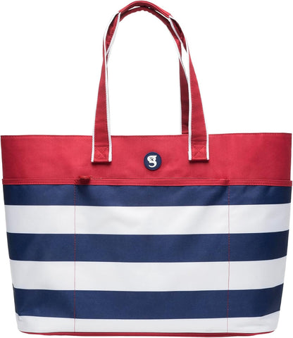 geckobrands Oversized Beach Tote – Large and Stylish Beach Bag with 4 Exterior Pockets and Zippered Internal Compartment