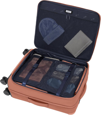 Away Softside Medium Checked Suitcase, 26 Inch Lightweight, Expandable Luggage For Men & Women, Durable Nylon Exterior, TSA Approved Lock, Ideal For Trips 1-2 Weeks, Clay Pink