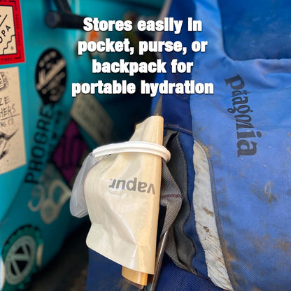 Vapur Collapsible Water Bottle With Carabiner, Compact Bottle Folds Flat For Hydration On The Go, Ideal for Traveling, Hiking or Camping, 34 Ounce, Whiteout, Pack of 1