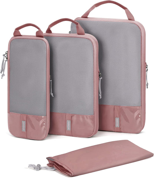 BAGSMART 6 Set Compression Packing Cubes - Lightweight Travel Essentials, Durable Luggage Organizer