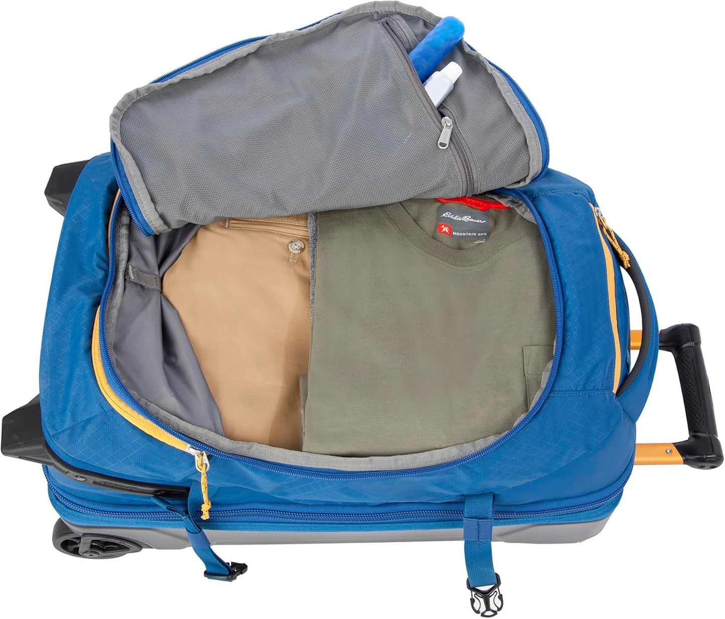 Eddie Bauer Expedition Rolling Duffel Bag with Wheels | Travel | Carry-On | Luggage | Rugged | Durable - True Blue, 22"