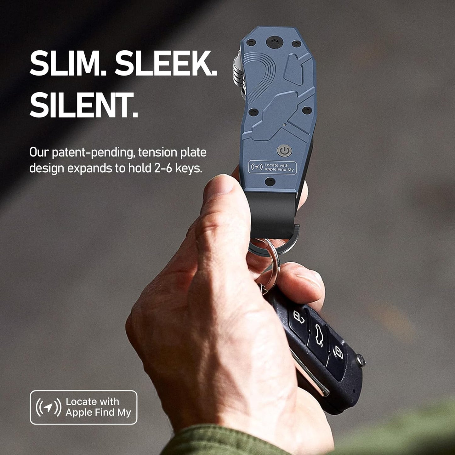 Air Keychain, Key Organizer Works with Apple Find My, Built-in airtag Chips, Holds 2-6 Keys, Car Key Chains with GPS Tracker, Key Finder, Minimalist Key Holder for Men and Women, (iOS Only) (Blue)