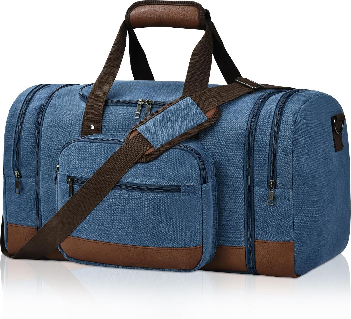 Litvyak Duffle Bag for Travel, 50L Canvas Travel Duffel Bags Overnight Weekend Gym Carry On Luggage Bag for Men & Women(Blue)