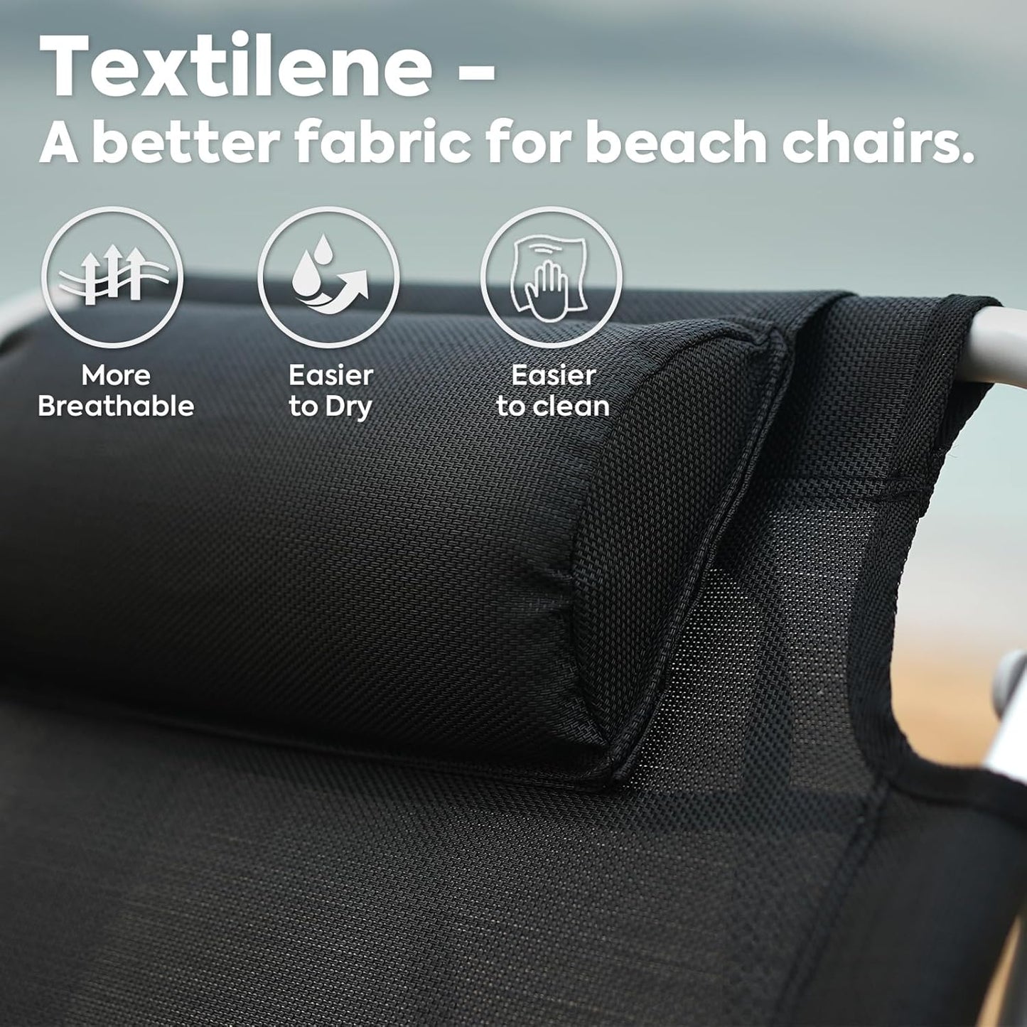 ICECO Backpacking Beach Chairs for Adults, 5 Positions Reclining, Heavy Duty Folding Beach Chairs, Portable Lay Flat Outdoor Chair with Cup Holder for Camping, Lawn, 350lb Capacity