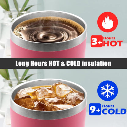 20 oz Tumbler Coffee Tavel Tumblers Bulk with Lid Stainless Steel Double Wall Vacuum Insulated Mug Powder Coated Cups fit Car Cupholder for Hot and Cold - Pink, 1Pack