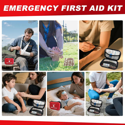 160 Piece Mini First Aid Kit, Compact Waterproof Hard Shell Small Emergency Medical Kit for Travel, Car, Home, Office, Vehicle, Hiking - Camping Essentials and Outdoor Survival Kit