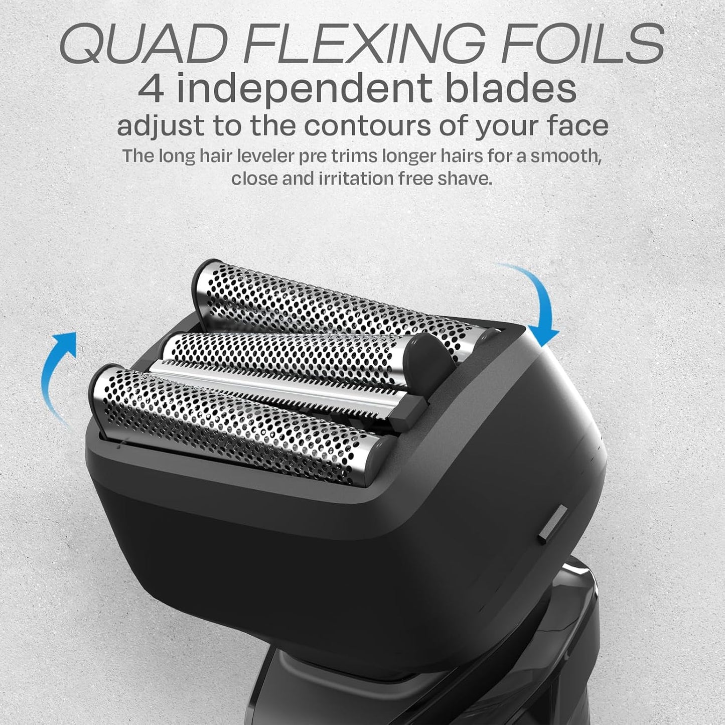 HUMMINGBIRD MK7 Premium Foil Face Shaver, Four Blade Foil Shaver with Long Hair Leveler, Electric Razor for Men, Waterproof Wet & Dry Shave, Cordless USB-C Rechargeable, LED Display, Travel Case