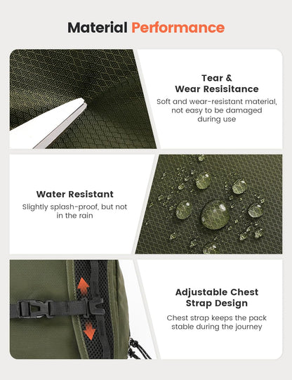 SKYSPER 16L Hiking Backpack Lightweight Small for Women Men, Foldable Packable Daypack - Travel Camping Backpack, Outdoor Hiking Bag (Armygreen)