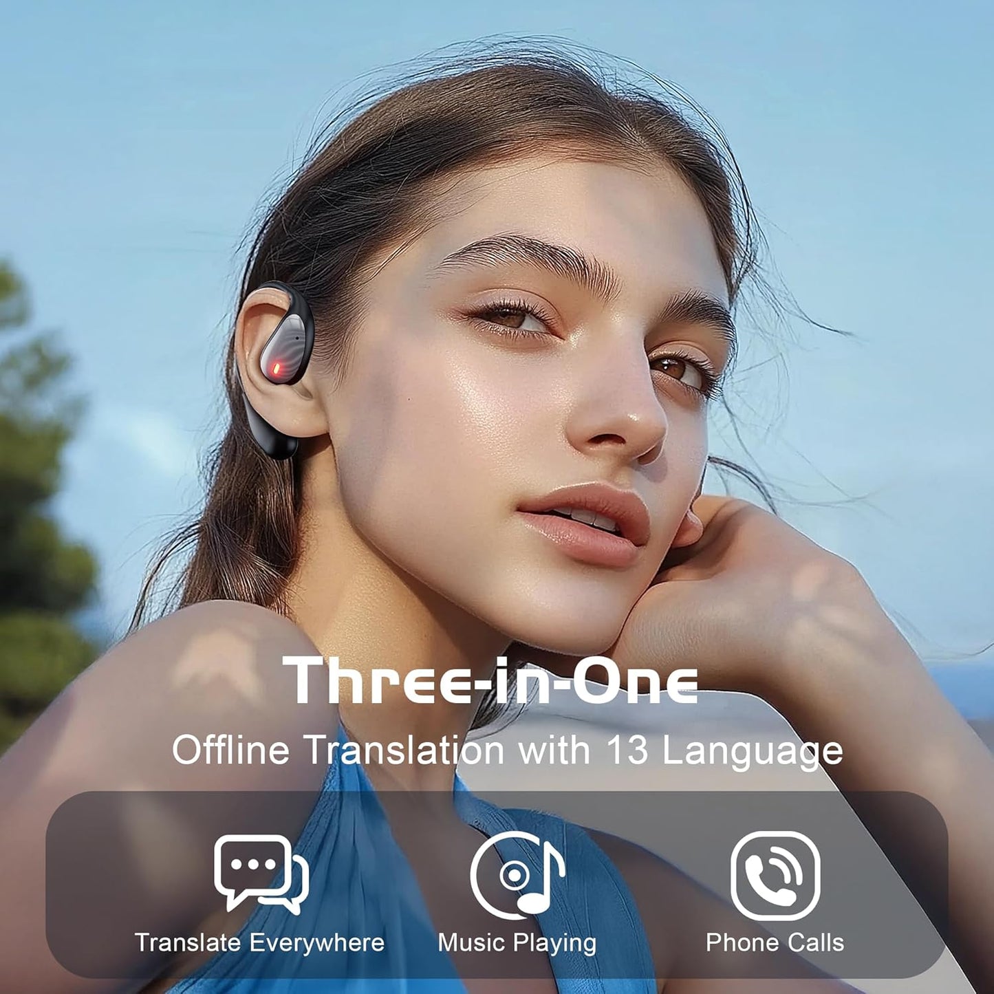 IAMJOY Language Translation Earbuds, 163 Two Way AI Translator Earbuds Language Translator OWS Earbuds Real Time 3-in-1 Online Translator Device with APP Fit iOS ＆ Android for Travel Business Learning