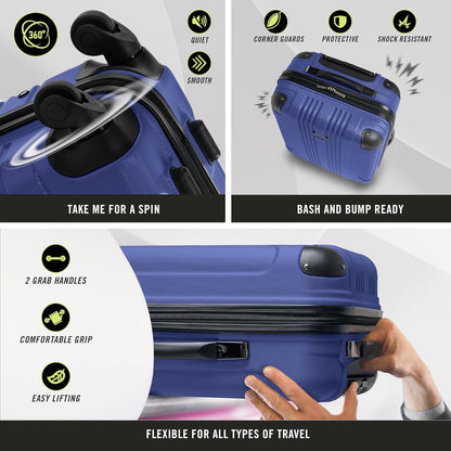 Kenneth Cole REACTION Out of Bounds Lightweight Hardshell 4-Wheel Spinner Luggage, Cobalt Blue, 2-Piece Set (20" & 28")