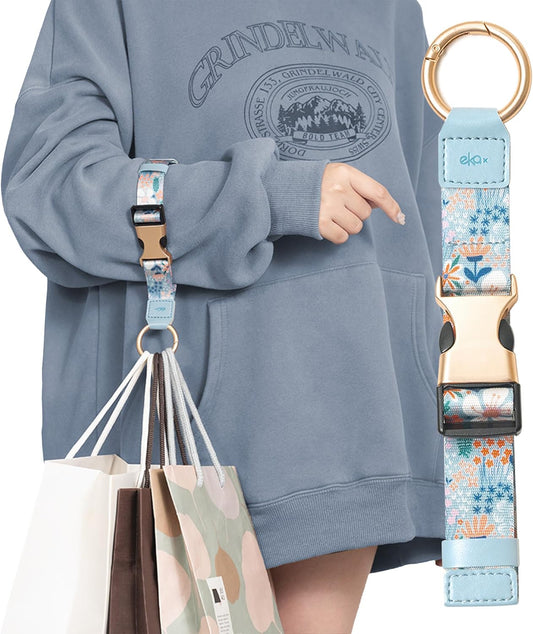 Travel Carry Strap with Ring Hooks, Buckle, Add-a-Bag Luggage Strap, Adjustable Bag Holder, Travel Clip for Carry-on Bags