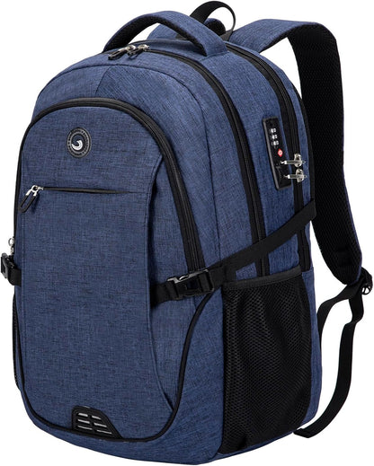 SHRRADOO Anti Theft Laptop Backpack Travel Backpacks with usb Charging Port for Women Men High School College Backpack Computer Bag Fits 17 Inch Laptop,Royal Blue