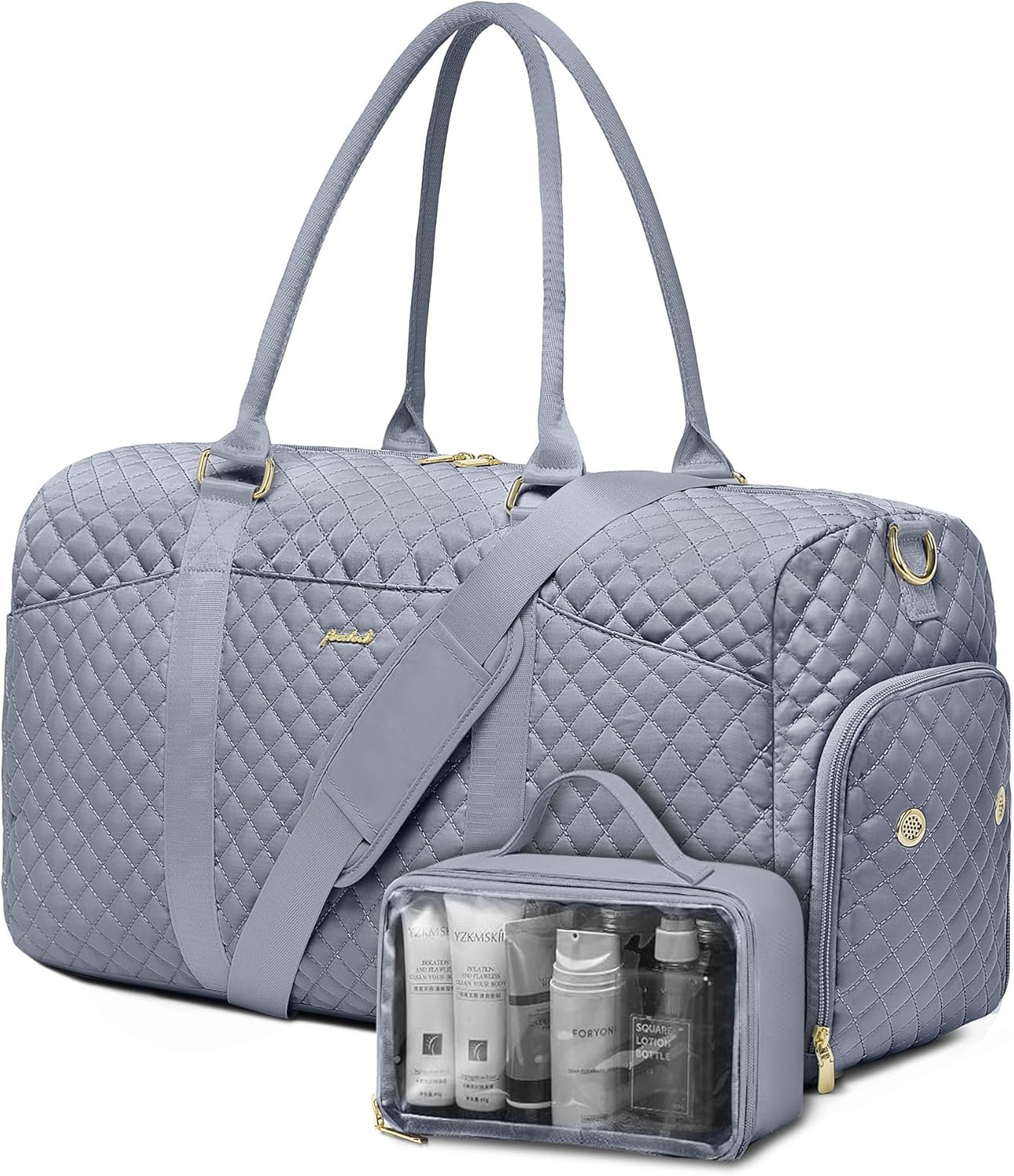 Weekender Travel Duffle Bag for Women - Carry on Bag with Shoe Compartment Overnight Bags with Toiletry Bag Wet Pocket Weekend Traveling Yoga Gym Hospital Bags for Labor and Delivery Grey