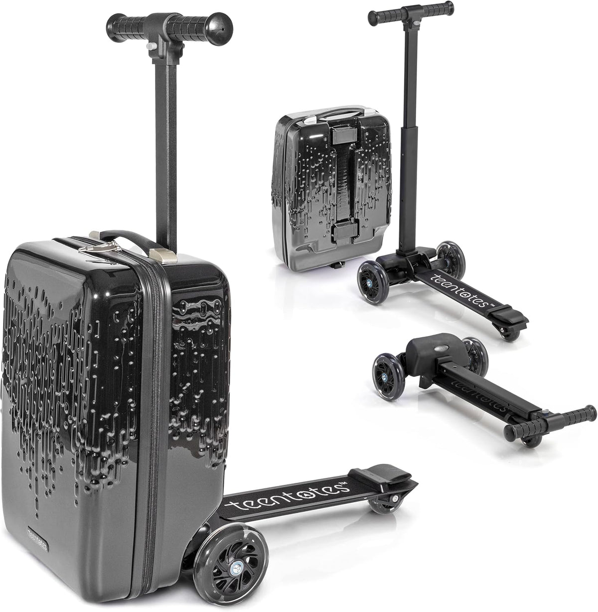 Teen Totes Detachable 4-in-1 Scooter Luggage for Kids – Ride-On Suitcase with Removable Luggage Body, Adjustable Handlebar, Durable Deck & Brake, Carry-On Size – Travel & Play