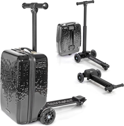 Teen Totes Detachable 4-in-1 Scooter Luggage for Kids – Ride-On Suitcase with Removable Luggage Body, Adjustable Handlebar, Durable Deck & Brake, Carry-On Size – Travel & Play