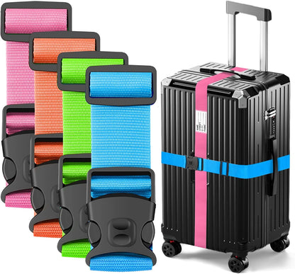 BILIONE Luggage Straps TSA Approved Add a Bag Premium Accessory for Travel Bag Closure (Mixed Color, 4)