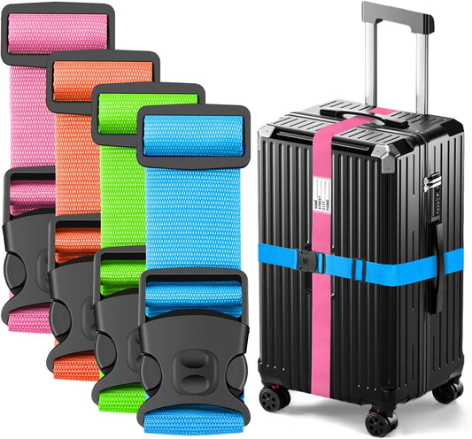 BILIONE Luggage Straps TSA Approved Add a Bag Premium Accessory for Travel Bag Closure (Mixed Color, 4)