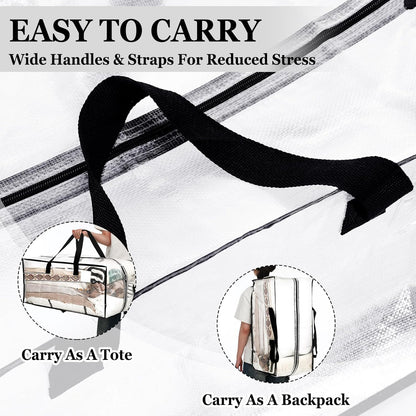 4 Pcs 24 Gallon Large Moving Bags with Zipper and Handles Foldable Storage Duffle Bags Heavy Duty Extra Large Totes for College Dorm Travel Clothes Blankets Bedding Moving (Clear)