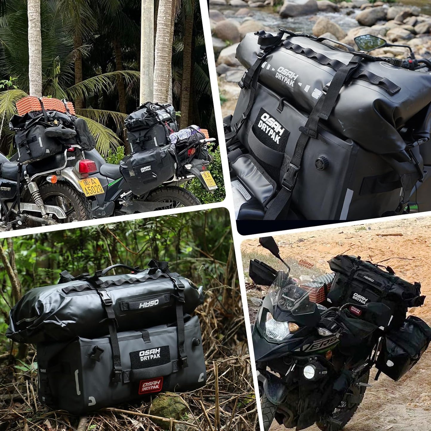 Waterproof Duffel& Luggage Bag - Motorcycle Dry Bag Tail Saddle Bags with Roll Top Closure,Large Storage Space,for Camping, Kayaking, Fishing & Traveling(Grey, 20L)