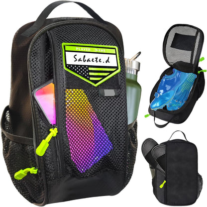 Shoe Bag Golf Travel Gym Sport with Side Accessory Outside Pocket for Socks Shoe Pouch Portable Large Shoe Storage Bag for Packing Zippered (black)