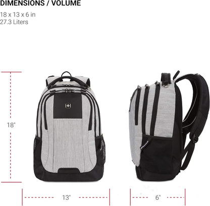 SwissGear Cecil 5505 Laptop Backpack, Heather Grey, 18-Inch