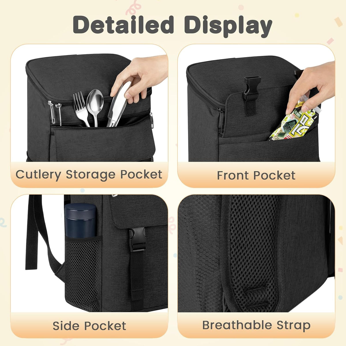 Backpack Cooler, 30 Cans Insulated Lunch Backpack for Men & Women, Portable Leak Proof Cooler Bag for Work Office Picnic Beach Hiking Camping Travel