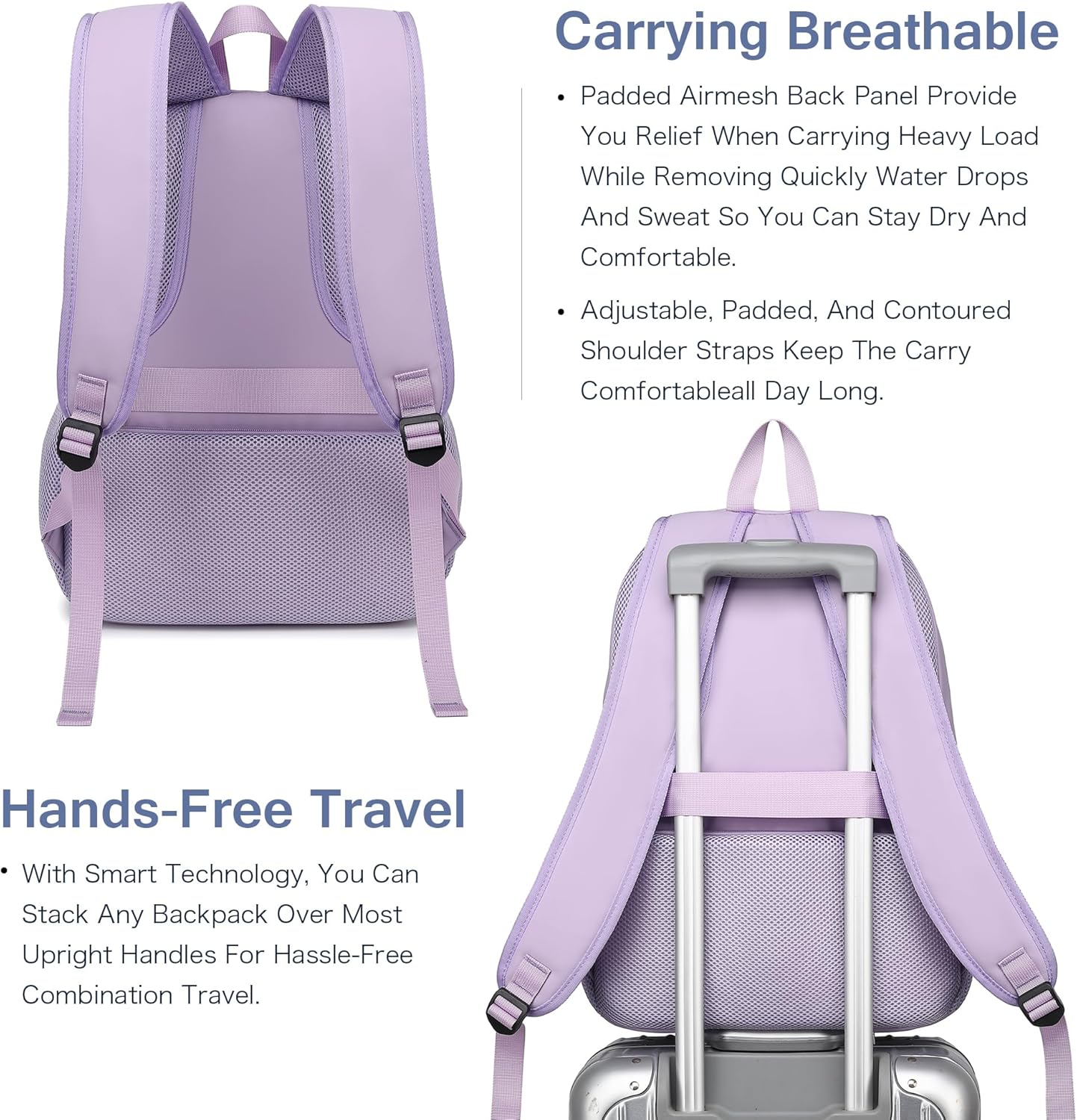 Boavan Laptop Backpack for women, 15.6inch Laptop Bag with USB Port, Waterproof Travel Work Backpack Purse, Anti-Theft Teacher Nurse Doctor Casual Bookbags Office Business backpack，Purple