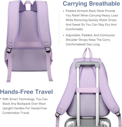 Boavan Laptop Backpack for women, 15.6inch Laptop Bag with USB Port, Waterproof Travel Work Backpack Purse, Anti-Theft Teacher Nurse Doctor Casual Bookbags Office Business backpack，Purple