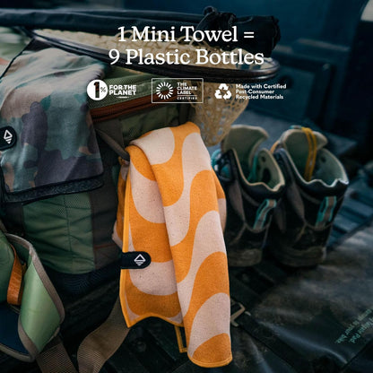 Nomadix Mini Towel - Perfect for Beach, Pool, Travel, Camping, Yoga - Made with Recycled Materials - Super Absorbent - Sand Resistant - Copacabana Mango - 16" x 40"