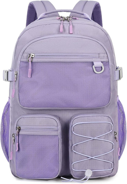 Lohol Water Resistant Backpack with Mulitiple Pockets for Travel Outdoor College, 15.6 inch Laptop Bookbag for Girl and Women (Purple)