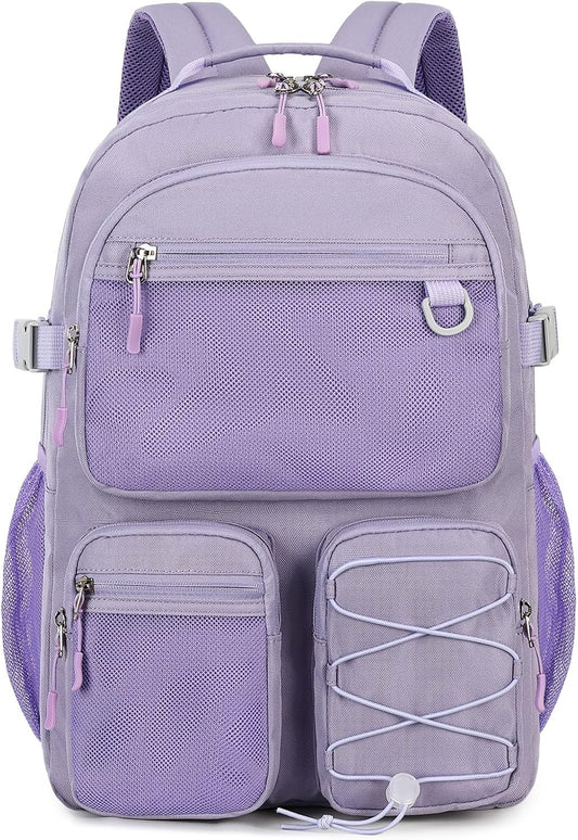 Lohol Water Resistant Backpack with Mulitiple Pockets for Travel Outdoor College, 15.6 inch Laptop Bookbag for Girl and Women (Purple)